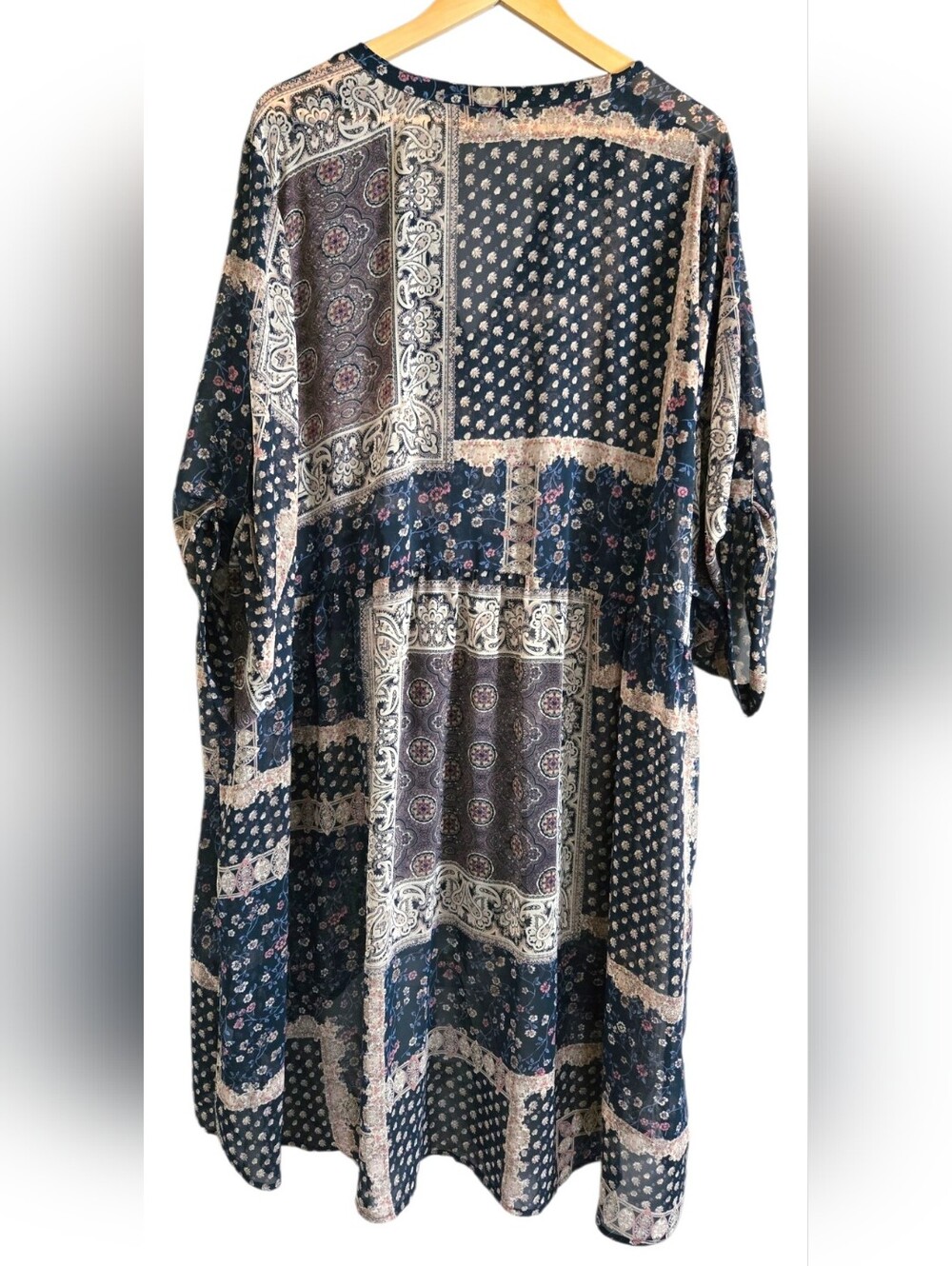 TORRID Patchwork Boho Tunic Dress Semi-Sheer Button Front High-Low Size 5 - Picture 7 of 9